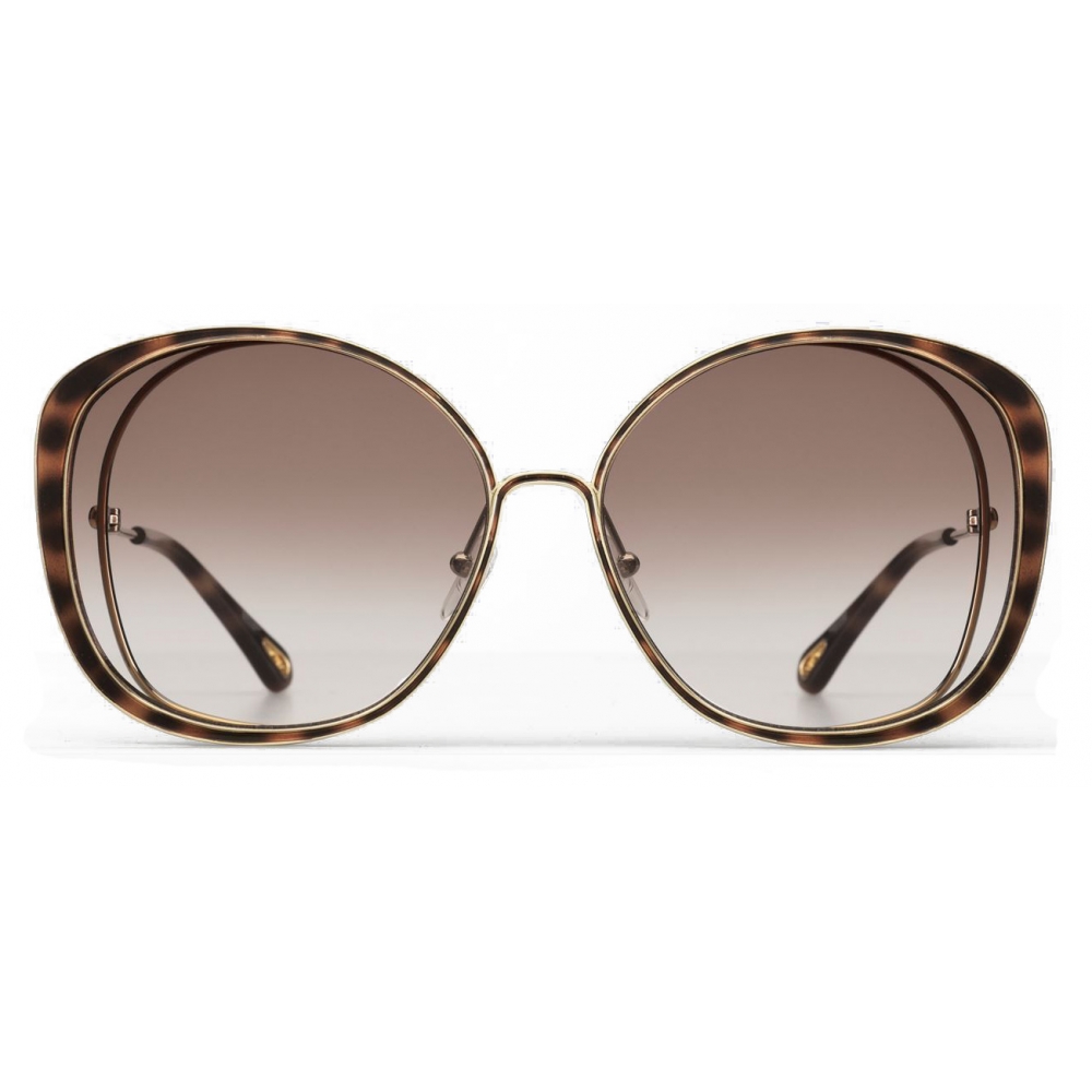 Chloé - Hanah Cat-Eye Metal Sunglasses - Gold Havana Brown - Chloé Eyewear