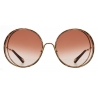 Chloé - Occhiali da Sole Rotondi Hanah in Metallo - Oro Havana Peach - Chloé Eyewear