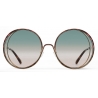 Chloé - Hanah Round Sunglasses in Metal - Gold Havana Green Pink - Chloé Eyewear