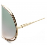 Chloé - Hanah Round Sunglasses in Metal - Gold Havana Green Pink - Chloé Eyewear