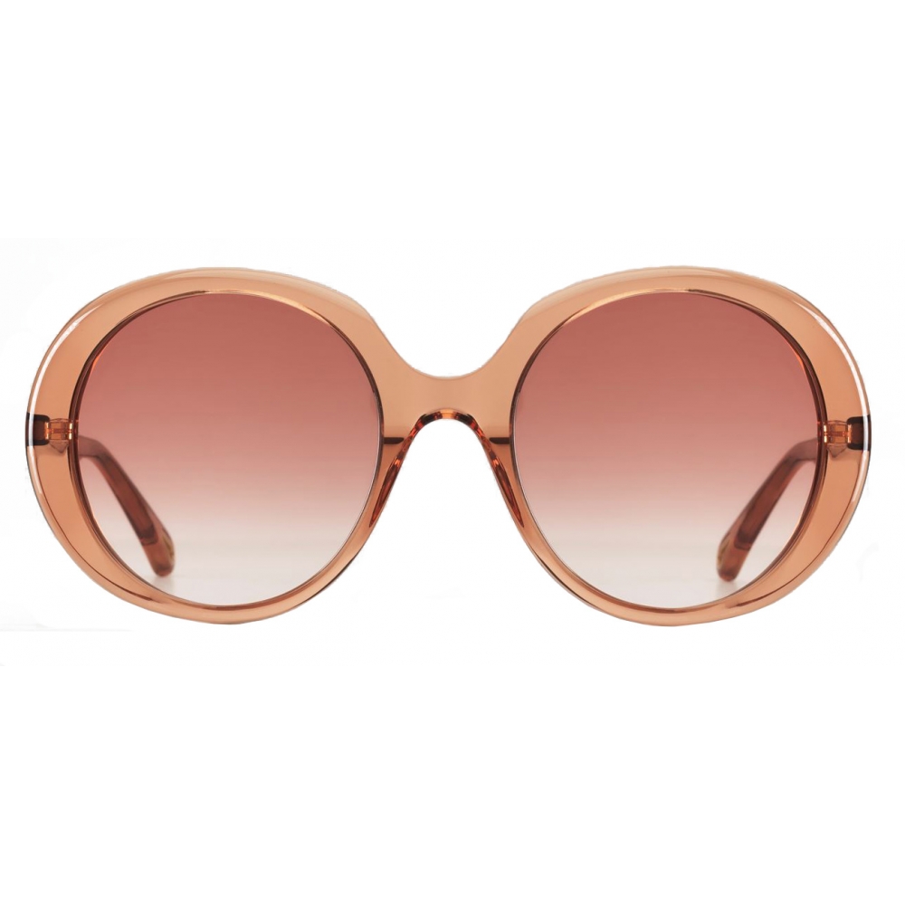 Chloé - Esther Oval Sunglasses for Women in a Bio-based Material - Peach - Chloé Eyewear