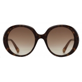 Chloé - Esther Oval Sunglasses for Women in a Bio-based Material - Dark Havana Brown - Chloé Eyewear