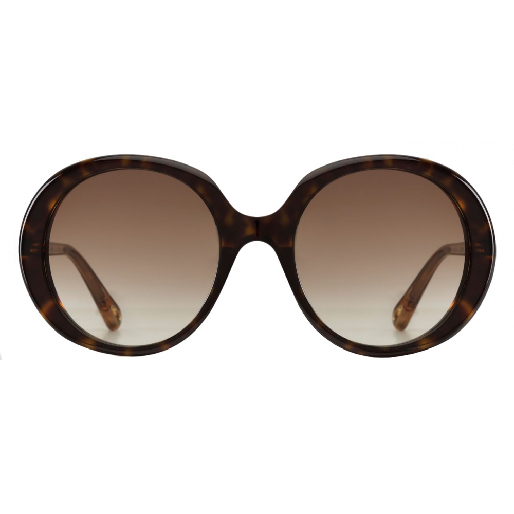 Chloé - Occhiali da Sole Ovali da Donna Esther in Materiale di Origine Bio - Havana Scuro Marrone - Chloé Eyewear