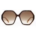 Chloé - Esther Octagonal Sunglasses for Women in a Bio-based Material - Dark Havana Brown - Chloé Eyewear