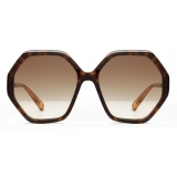 Chloé - Esther Octagonal Sunglasses for Women in a Bio-based Material - Dark Havana Brown - Chloé Eyewear