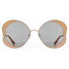 Chloé - Occhiali da Sole Rotondi Gemma in Metallo - Oro Rosa Grigio - Chloé Eyewear
