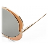Chloé - Gemma Round Sunglasses in Metal - Rose Gold Grey - Chloé Eyewear