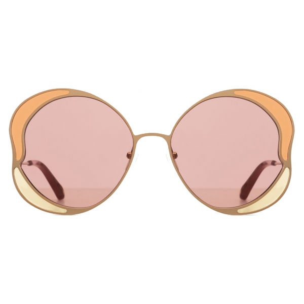 Chloé - Gemma Pentagon Sunglasses for Women in Metal - Rose Gold Burgundy - Chloé Eyewear