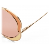 Chloé - Gemma Pentagon Sunglasses for Women in Metal - Rose Gold Burgundy - Chloé Eyewear