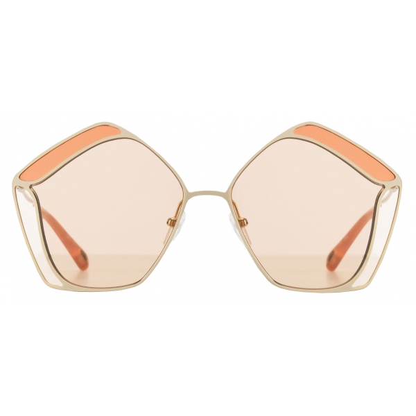 Chloé - Occhiali da Sole Pentagonali da Donna Gemma in Metallo - Oro Nude - Chloé Eyewear