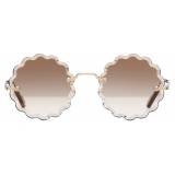 Chloé - Rosie Petite Round Sunglasses in Metal - Gold Brown - Chloé Eyewear