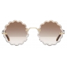 Chloé - Occhiali da Sole Rotondi Rosie Petite in Metallo - Oro Marrone - Chloé Eyewear