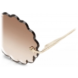 Chloé - Rosie Petite Round Sunglasses in Metal - Gold Brown - Chloé Eyewear