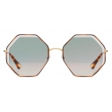 Chloé - Poppy Octagonal Sunglasses for Women in Metal - Gold Havana Green - Chloé Eyewear
