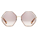 Chloé - Poppy Petite Octagonal Sunglasses for Women in Metal - Gold Havana Nude - Chloé Eyewear