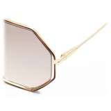 Chloé - Poppy Petite Octagonal Sunglasses for Women in Metal - Gold Havana Nude - Chloé Eyewear