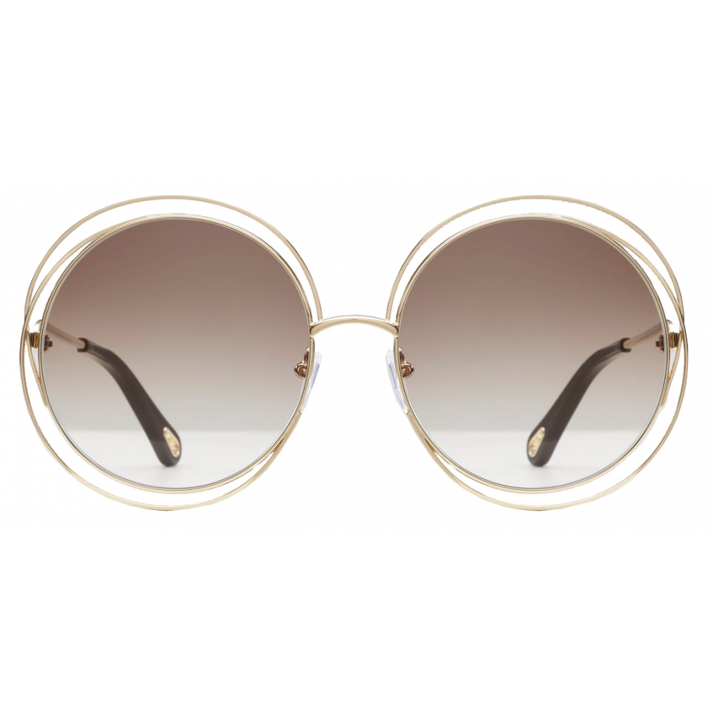 Chloé - Carlina Round Sunglasses in Metal - Gold Brown - Chloé Eyewear