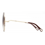 Chloé - Occhiali da Sole Rotondi Carlina in Metallo - Oro Marrone - Chloé Eyewear