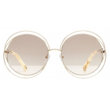 Chloé - Occhiali da Sole Rotondi Carlina Petite in Metallo - Oro Beige - Chloé Eyewear