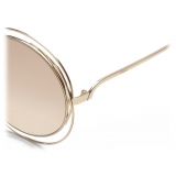 Chloé - Occhiali da Sole Rotondi Carlina Petite in Metallo - Oro Beige - Chloé Eyewear