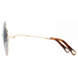Chloé - Occhiali da Sole Rotondi Carlina Petite in Metallo - Oro Azzurro Lilac - Chloé Eyewear