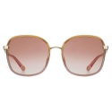 Chloé - Franky Square Sunglasses in Mixed Materials - Honey Pink - Chloé Eyewear
