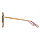 Chloé - Franky Square Sunglasses in Mixed Materials - Honey Pink - Chloé Eyewear
