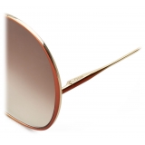 Chloé - Occhiali da Sole Ovali Irene in Metallo - Marrone Scuro Khaki - Chloé Eyewear