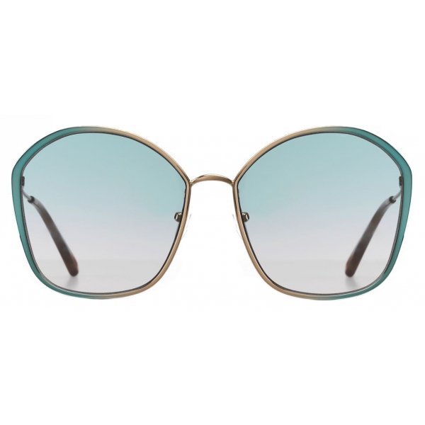 Chloé - Irene Butterfly Metal Sunglasses - Light Blue Green - Chloé Eyewear