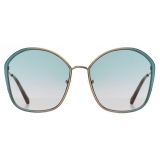 Chloé - Irene Butterfly Metal Sunglasses - Light Blue Green - Chloé Eyewear