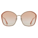 Chloé - Irene Butterfly Metal Sunglasses - Gold Nude - Chloé Eyewear