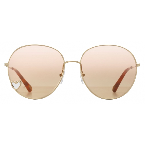 Chloé - Aimée Round Sunglasses in Metal - Gold Nude - Chloé Eyewear