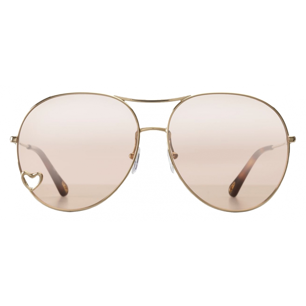 Chloé - Aimée Aviator Sunglasses for Women in Metal - Gold Pink - Chloé Eyewear