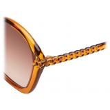 Chloé - Occhiali da Sole Pentagonali da Donna Billie in Materiale di Origine Bio - Ambra Marrone - Chloé Eyewear