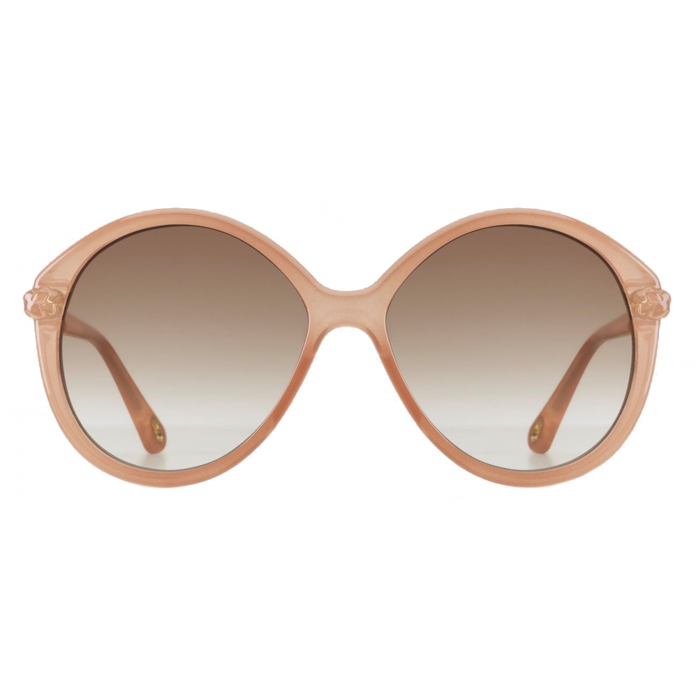 Chloé - Billie Oval Sunglasses for Women in a Bio-based Material - Nude Brown - Chloé Eyewear