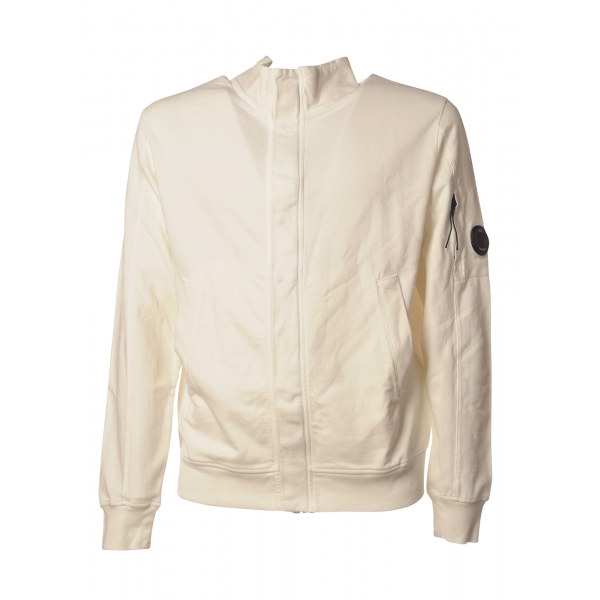 C.P. Company - Sweatshirt with Front Zip Closure and Snap Buttons - Cream - Luxury Exclusive Collection