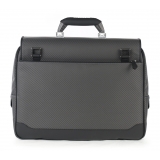 TecknoMonster - Avia Slim - Business Bag in Aeronautical and Leather Carbon Fiber - Luxury - Handmade in Italy