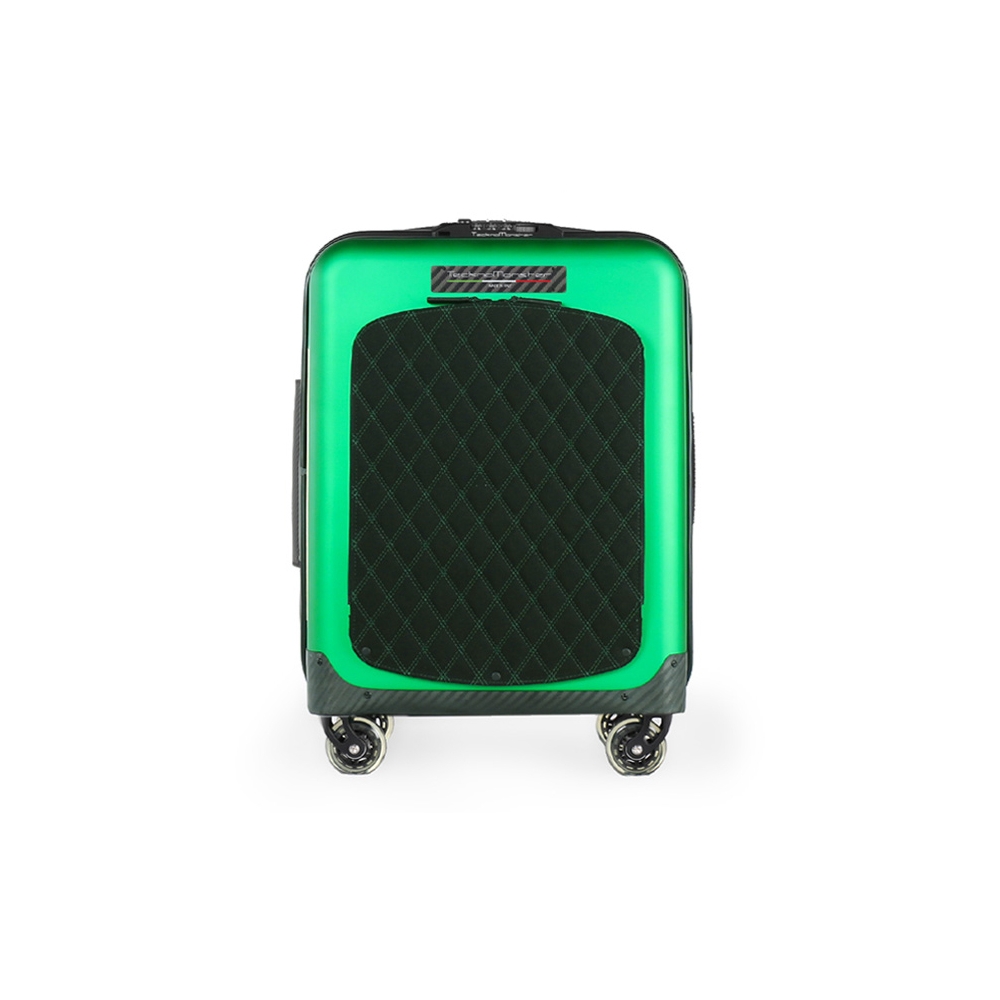 TecknoMonster - Valigia Akille Flap Verde in Fibra di Carbonio - Trolley in Carbonio Aeronautico