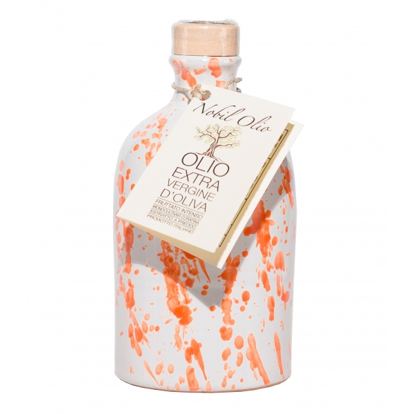 Urselli Food - Nobil Olio - Arancione - Olio Extravergine d’Oliva - Ceramica Artigianale - Alta Qualità Italia - Puglia - 250 ml