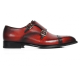 Jovanny Capri - Double Monk Shoes - Patina Effect - Handmade in Italy - Leather Shoes - Luxury High Quality