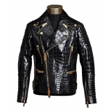 Jovanny Capri - Magnificent Biker Jacket with Crocodile Motif - Leather Jacket - Luxury High Quality