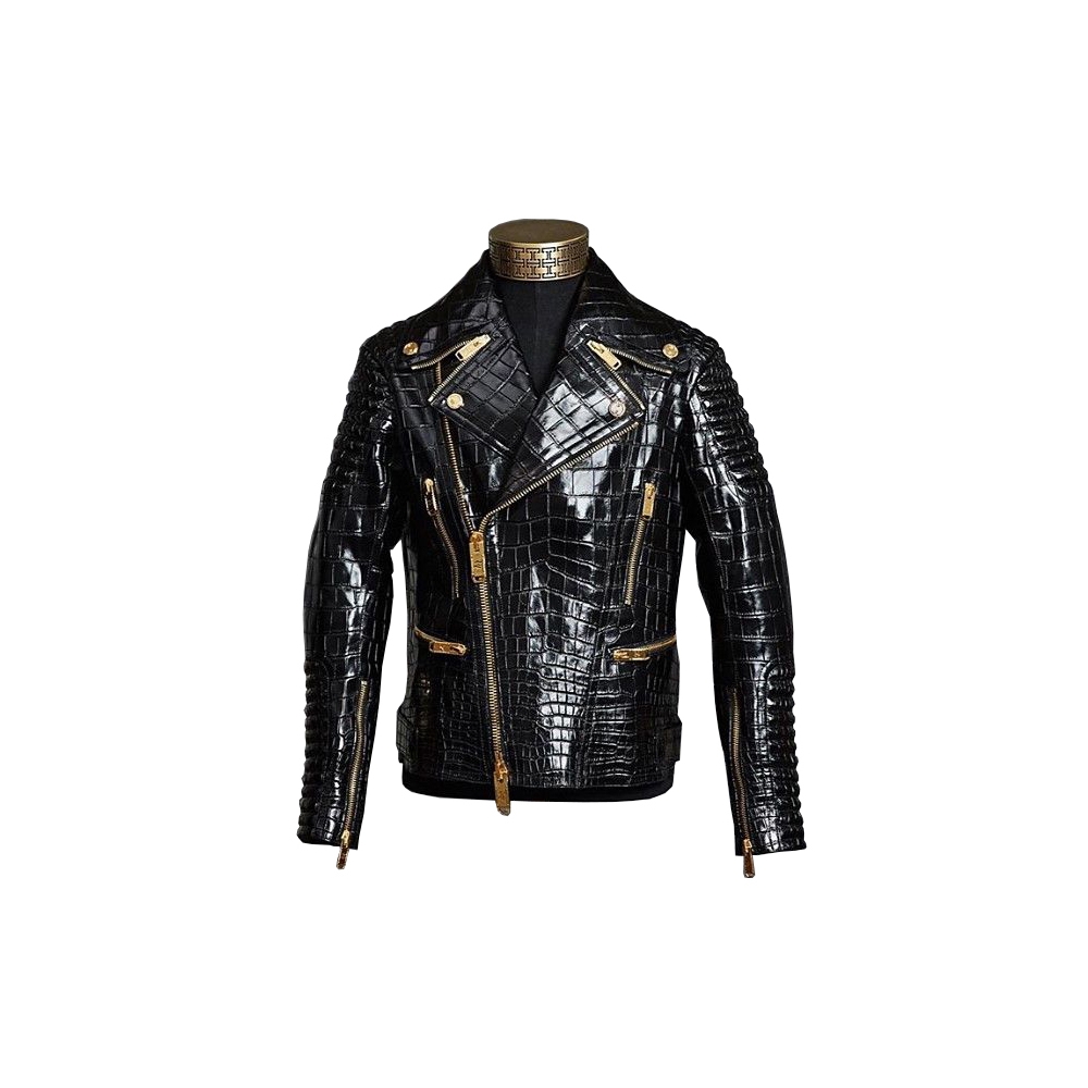 Jovanny Capri - Magnificent Biker Jacket with Crocodile Motif - Leather Jacket - Luxury High Quality