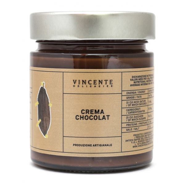 Vincente Delicacies - Crema al Cioccolato Chocolat - Extra Fondente - Creme Spalmabili Artigianali - 180 g