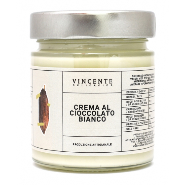 Vincente Delicacies - Crema al Cioccolato Bianco - Creme Spalmabili Artigianali - 180 g
