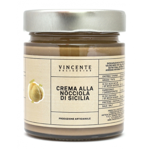 Vincente Delicacies - Sicilian Hazelnut Cream - Artisan Spreadable Creams - 180 g