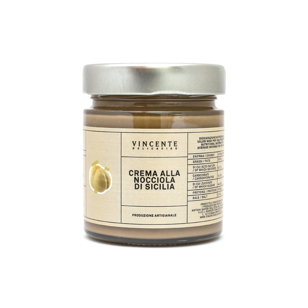 Vincente Delicacies - Crema alle Nocciole di Sicilia - Creme Spalmabili Artigianali - 180 g