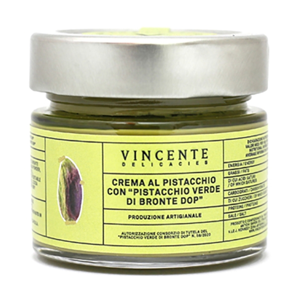 Vincente Delicacies - Sweet Cream Spread with Green Pistachio from Bronte P.D.O. - Artisan Spreadable Creams - 90 g