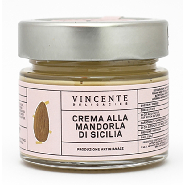 Vincente Delicacies - Crema alla Mandorla d’Avola di Sicilia - Creme Spalmabili Artigianali - 90 g