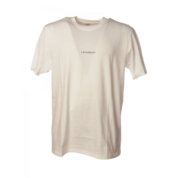 C.P. Company - T-Shirt Basica con Scritta Piccola - Bianco - Luxury Exclusive Collection