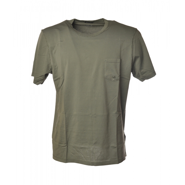 C.P. Company - T-Shirt Basica con Tasca Anteriore - Verde - Luxury Exclusive Collection